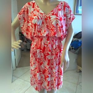 BNWT FLORAL DRESS RED /WHITE SZ. LG VERY STRETCHY BY WEST LOOP